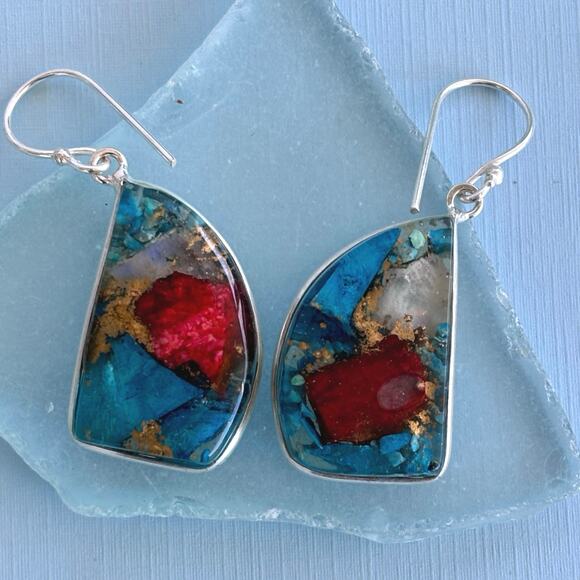 Oyster Turquoise Pendant and Earring Set - Picture 4 of 6